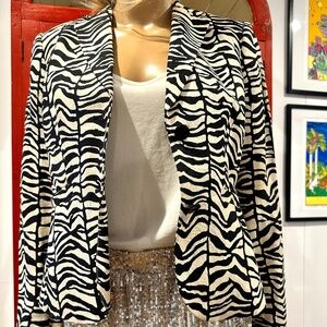 Calvin Klein Zebra Print Cropped Blazer Sz 4